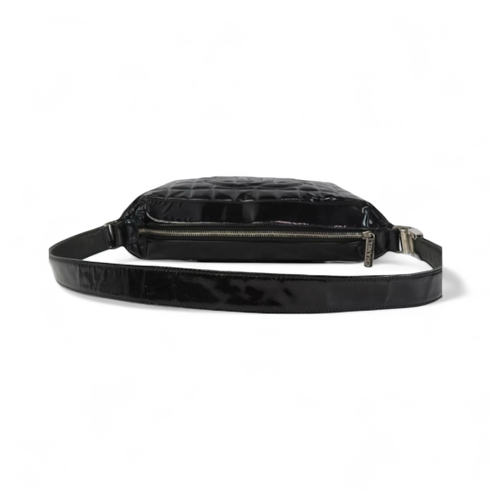 CHANEL COCO MARK CHOCOLATE BAR Shoulder Bag • EUC BLACK PATENT LEATHER - Picture 8 of 14